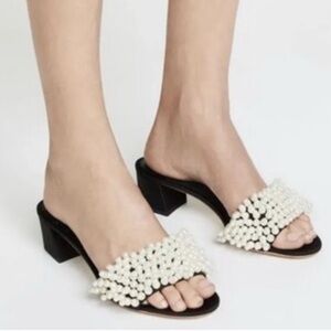 Tory Burch Tatiana Black and White Pearl Sandals